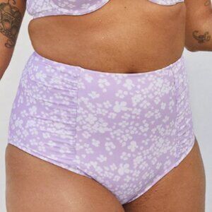 NWOT Purple Floral Aerie High Waist Full Coverage Bathing Suit Bottoms